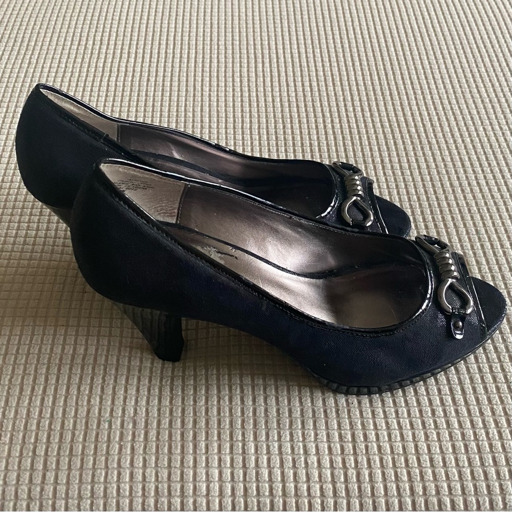 Anne Klein Black Heels with Silver Accents